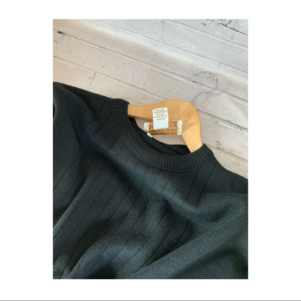 100% ITALIAN WOOL NORM THOMPSON RICH BLACK CREW NECK SWEATER - LRG - Picture 6 of 11